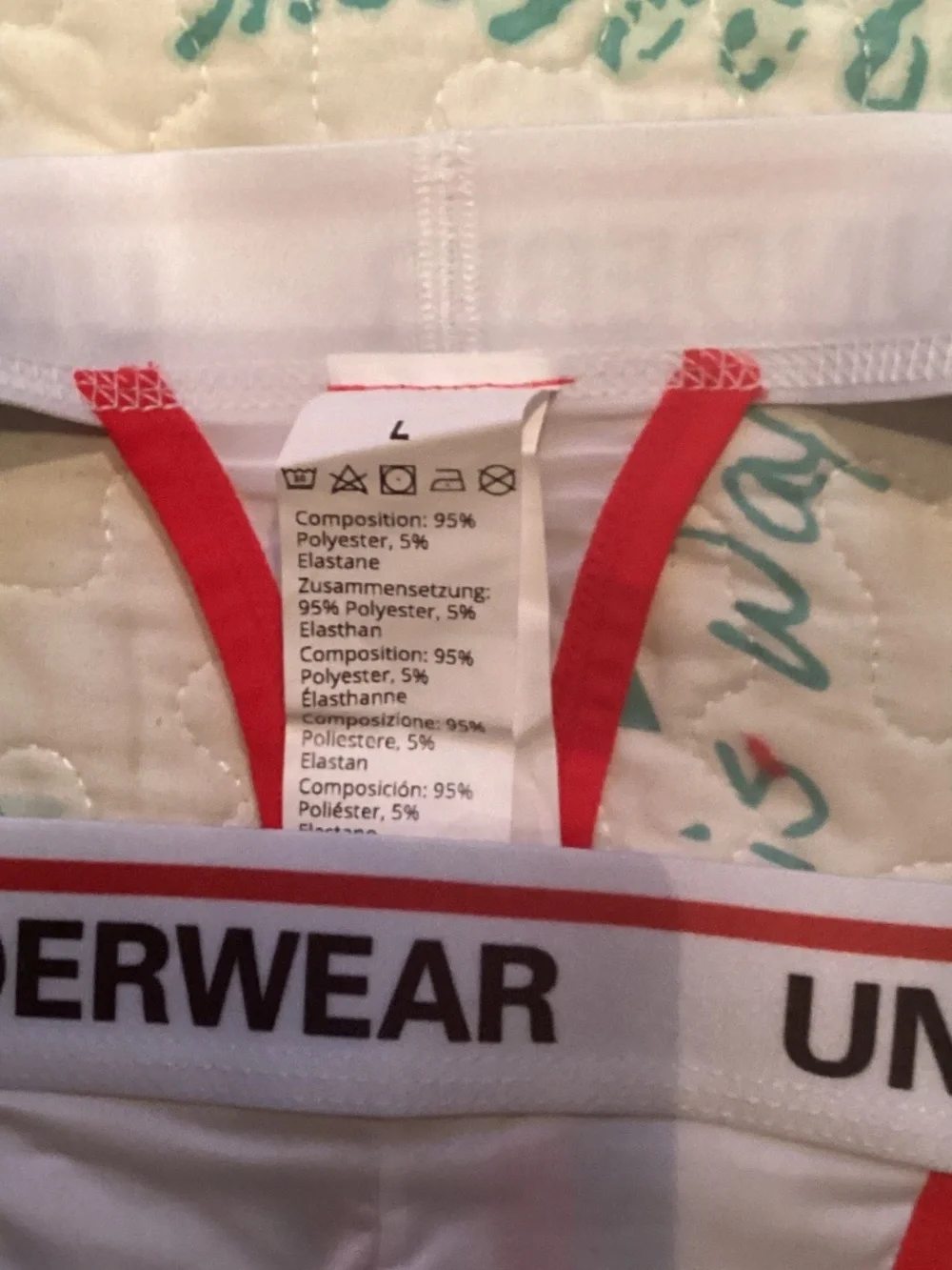 Thong, white with red edging, large